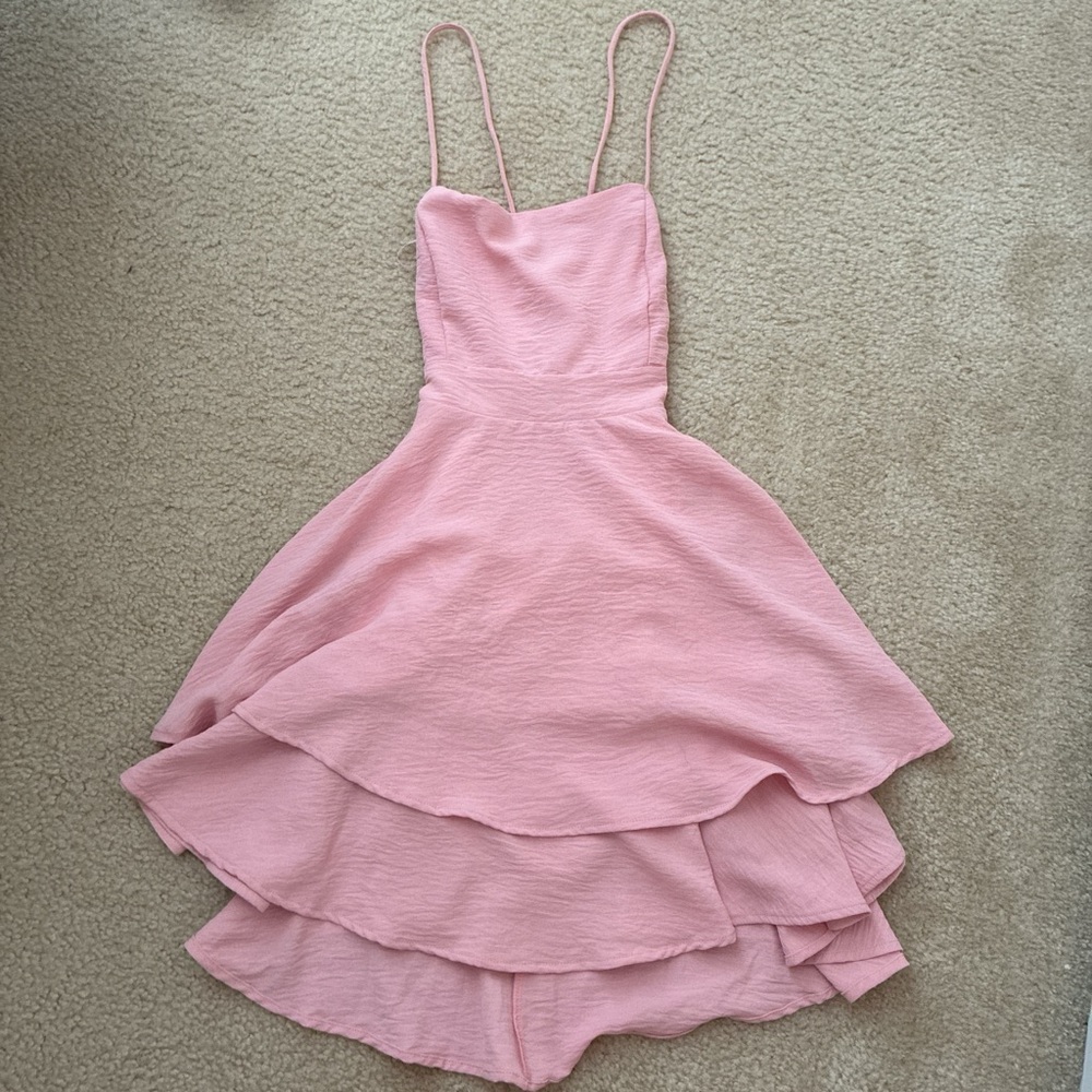 Elegant Pink Layered Mini Dress